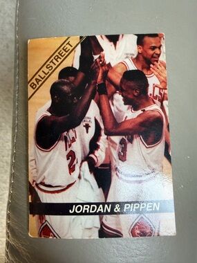 Jordan & Pippen Basketball Card - Red & White